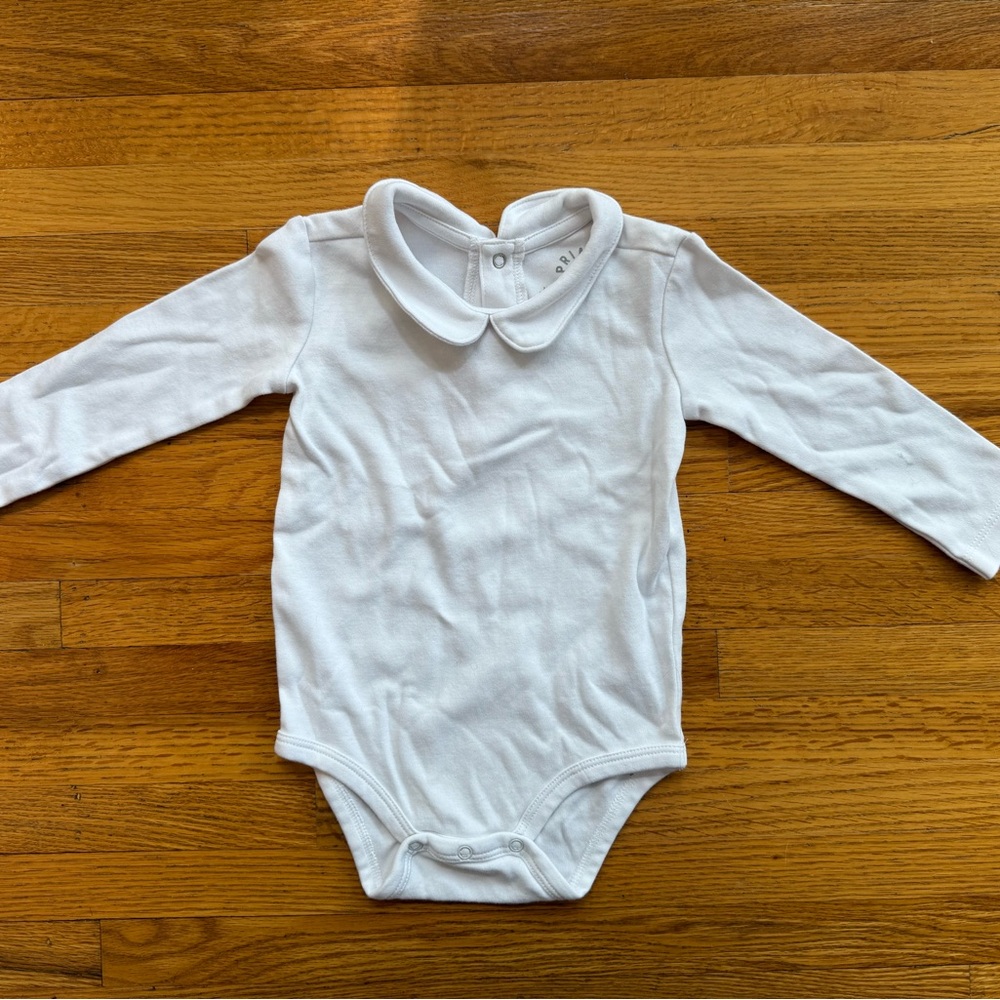 Primary Baby Classic Preppy White Bodysuit with Peter Pan Collar 12m